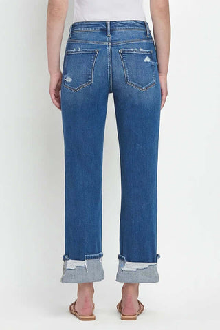 Lovervet T6600 High Rise Cuffed Straight Leg Jeans - Stylish denim with a modern fit and cuffed hem, perfect for any casual look.