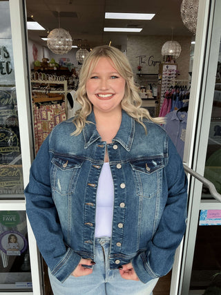 Judy Blue Distressed Classic Stretch Jacket - Stylish, Comfortable Fit with Vintage Distressed Detailing