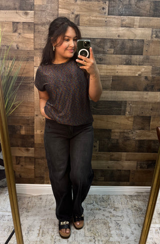 Sew In Love Confetti Round Neck Short Sleeve Sparkle Top