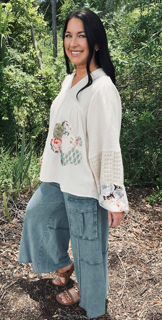 Casual washed wide leg French terry cargo pants in 4 colors by Easel, perfect for stylish comfort and versatility.