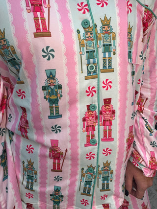 Jess Lea Pink & Mint Nutcracker Ruffle Pant Pajama Set