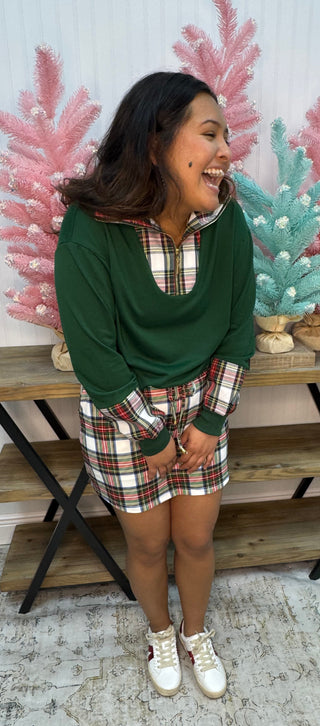 Jess Lea White Christmas Plaid Skort