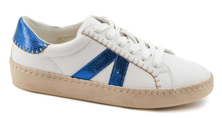 Corkys Friend Zone Sneaker in White & Blue - chic lace-up footwear for casual outings, blending comfort and style.