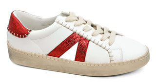 Corkys Friend Zone Sneaker in White & Red with Star Design, Comfortable Women's Casual Footwear