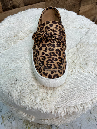 Corkys Why Knot Leopard Slip On Bow Sneaker