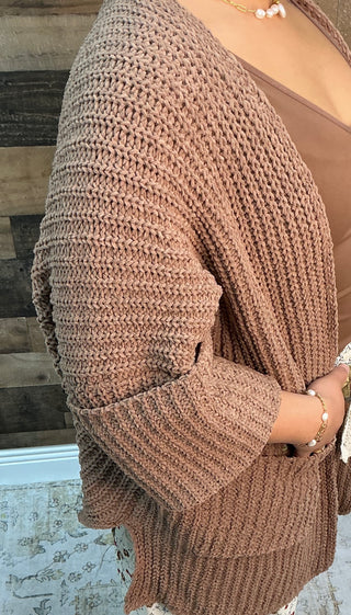 POL Chocolate Cardigan Sweater Top w/ Pockets