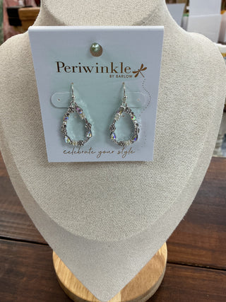 Silver Crystal & Pearl Teardrop Drop Earrings