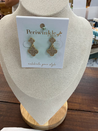 Gold Cover & Crystal Drop Post Earrings