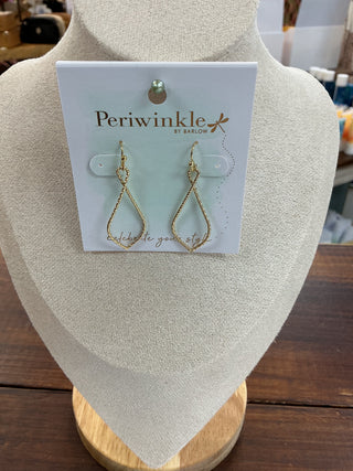 Gold Texture Twist Teardrop Drop Earrings