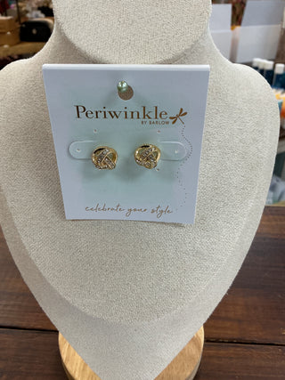 Gold Twist Knot w/ Crystals Post Earrings