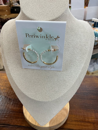 Pearl & Gold Hoop Post Earrings