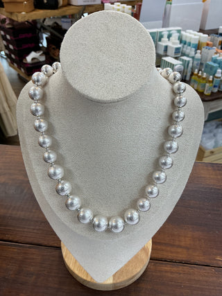 Silver Burnished Beaded Necklace