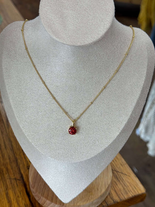 Elegant BIRTHSTONE Necklace by Lauren Kenzie with Lifetime Warranty, showcasing a delicate gold chain and personalized birthstone charm.