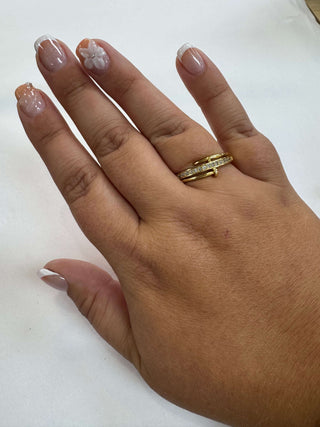 Elegant Nail & Stone Ring by Lauren Kenzie with Lifetime Warranty; features sleek design with sparkle details. Perfect for all occasions.