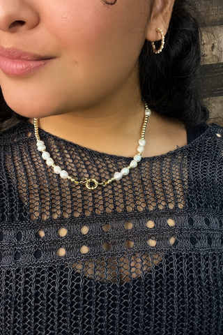 Lauren Kenzie Gold Bead & Pearl Necklace Lifetime Warranty