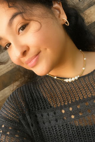 Lauren Kenzie Vivian Gold Bead & Pearl Necklace Lifetime Warranty