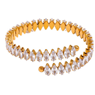 Elegant Lauren Kenzie Pave Stone Adjustable Cuff Bracelet in gold with sparkling stones, perfect for stylish accessorizing.