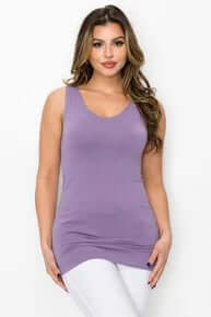 DK Purple Reversible Seamless Tank - Buttery Soft Fabric, Perfect for Layering and Everyday Comfort.