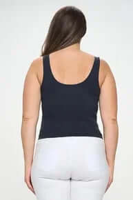 Ribbed Black Reversible Seamless Tank Top - Comfortable, Versatile, and Stylish Women's Fashion for Any Occasion