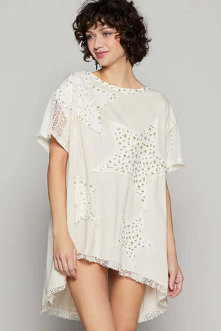 Pol Star high-low shirt dress in black, short sleeves, chic and versatile design, available in two colors, final sale.