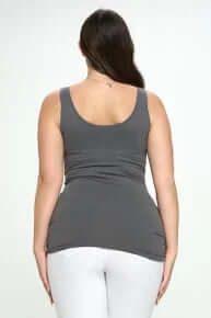 Alt text: "CHARCOAL Buttery Soft Reversible Seamless Tank - Versatile, Comfortable Women's Top