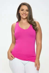 Rose Violet Buttery Soft Reversible Seamless Tank - Women's Luxurious Double-Sided Casual Wear in Vibrant Pink