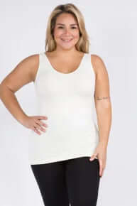 Alt text: "IVORY Buttery Soft Reversible Seamless Tank - Perfect Layering Essential for Everyday Comfort and Style