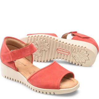 Comfortiva Daniella Red Italian Leather Peep Toe Wedge Sandals with Comfort Footbed for Stylish Summer Outfits