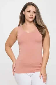 ROSE Buttery Soft Reversible Seamless Tank - comfortable, stylish, front and back view in a light, calming shade.