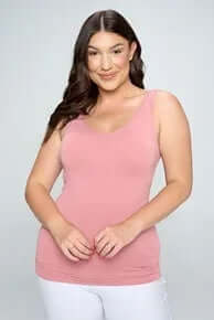 DUSTY ROSE Buttery Soft Reversible Seamless Tank, perfect for comfort and style, made with high-quality, durable fabric.
