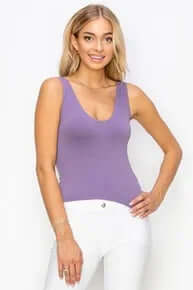 DK PURPLE Buttery Soft Reversible Seamless Tank, stylish versatile top, deep purple hue, perfect for layering comfort.
