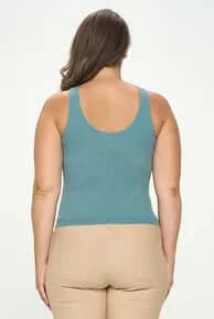 Ribbed Vintage Blue Reversible Seamless Tank - stylish, comfortable, and versatile for any outfit. Perfect for day-to-night wear.