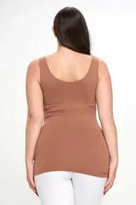 Mocha buttery soft reversible seamless tank, showcasing a smooth, flattering fit for ultimate comfort and versatile style.