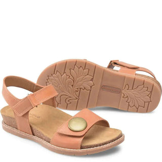 Comfortiva Gwen Luggage Brown Italian Leather Sandals with wide width option, featuring a chic strappy design and cushioned sole.