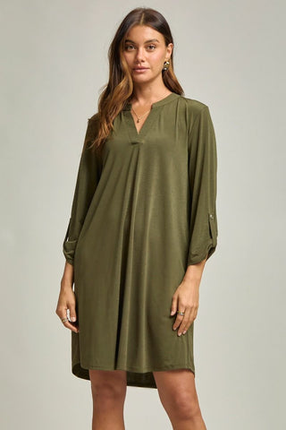 Dear Scarlett Solid 3/4 Sleeve Dress (2 COLORS)