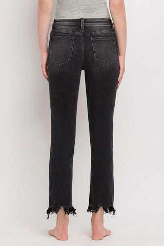 Lovervet T5552 Black High Rise Sim Straight Jeans showcased with front view, featuring classic styling and sleek fit.