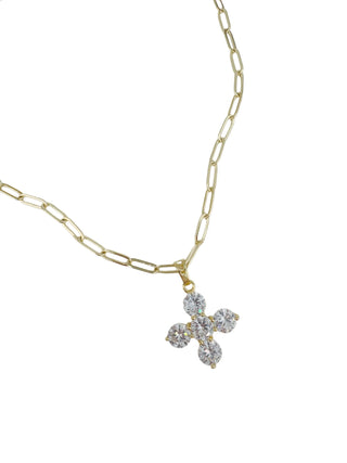 Elegant Lauren Kenzie Kate Rhinestone Cross Necklace with a Lifetime Warranty, showcasing luxury and timeless beauty.