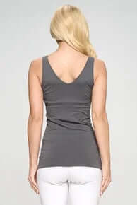 Charcoal buttery soft reversible seamless tank, showcasing its sleek and versatile design for ultimate comfort and style.