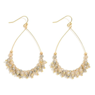 Elegant Grey & Gold Faceted Bead Teardrop Earrings with a modern design, perfect for enhancing any outfit.
