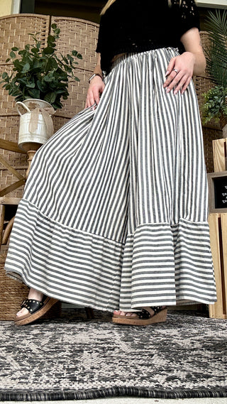 Alternate view of You Got It BLACK Stripe Tie 'Em Up Pants
