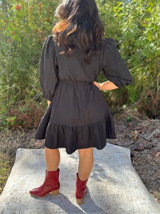 Umgee Ruffled Trim Textured Baby Doll Dress (2 COLORS)