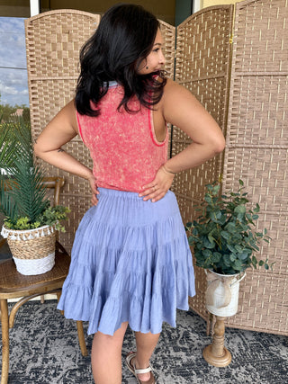 Alternate view of Boot Scootin Boogie Tiered Midi Skirt DUSTY BLUE

