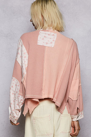 POL Pink Peace Floral Patch Top