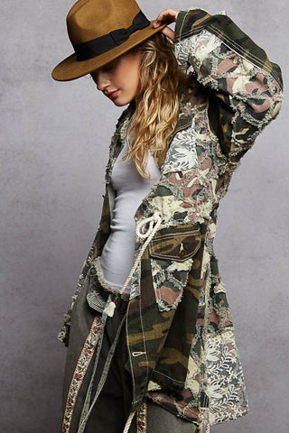 POL Camo Collage Lightweight Parka Jacket