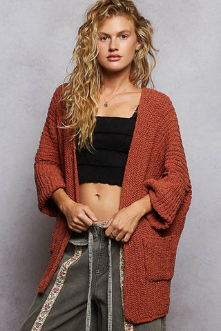 POL Brick Cardigan Sweater Top w/ Pockets