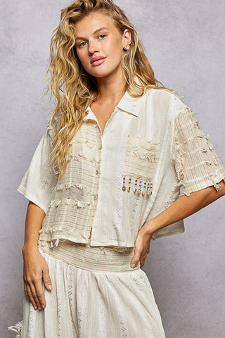 POL Ivory Boho Shell Top
