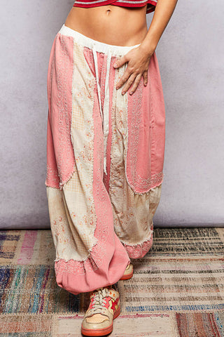 POL Coral Wild & Free Embroidered Jogger Pants