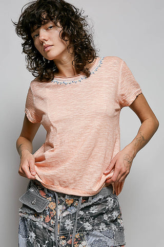 POL It's Not the Destination CORAL PEACH Top
