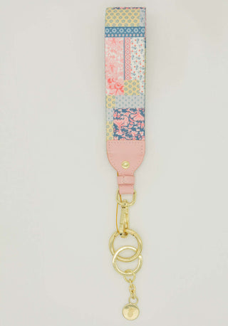 Simply Southern Key Fob in Peach Quilt Pattern with attached metal keyring, perfect for adding style and convenience to your keys.