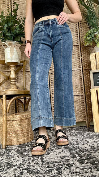 MICA W3535M Front Seam Wide Leg Jeans
